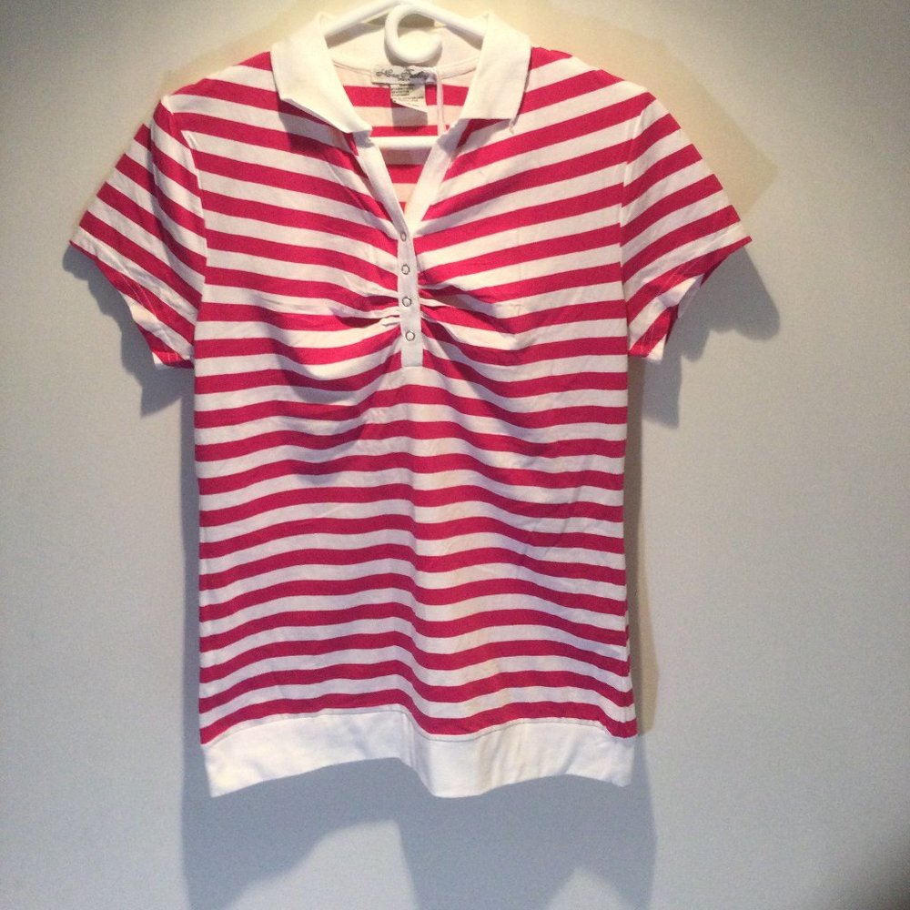 2/$16 Woman Pink and White T-Shirt Size: XL